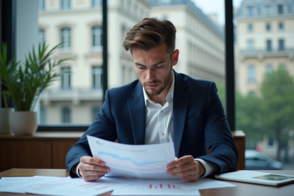 Jeune analyste financier à Paris en bureau moderne