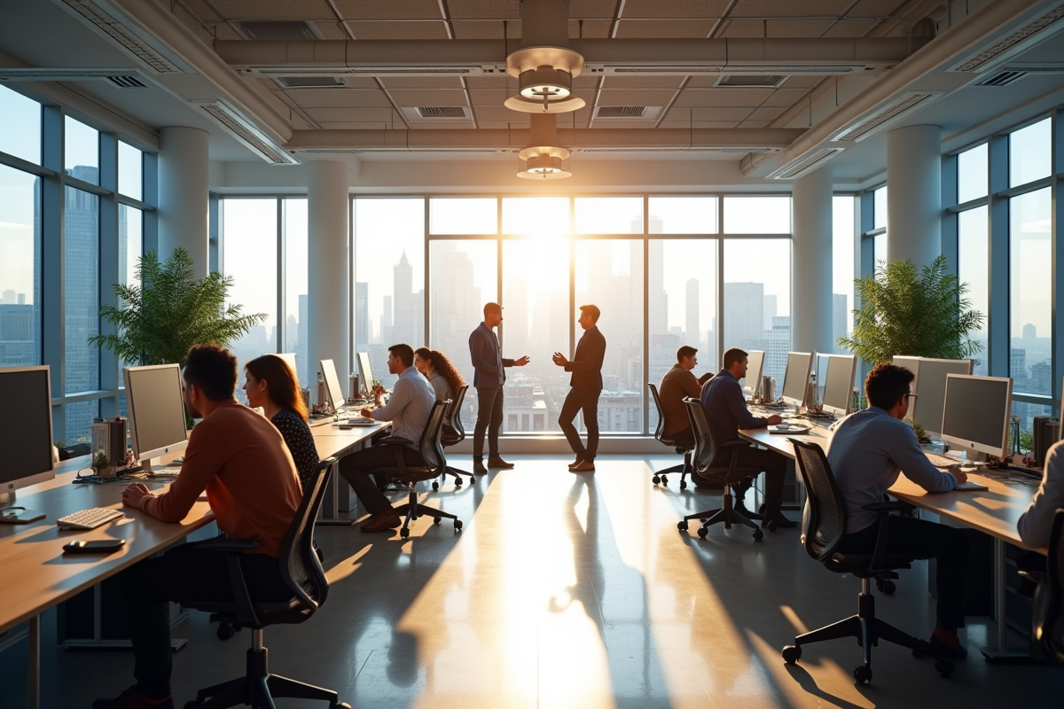 Espace de bureau moderne avec professionnels collaborant