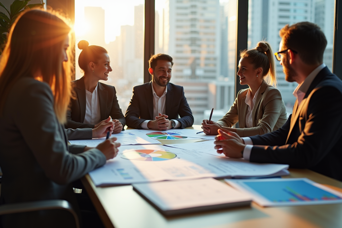 Groupe de professionnels discutant de stratégies et de personas