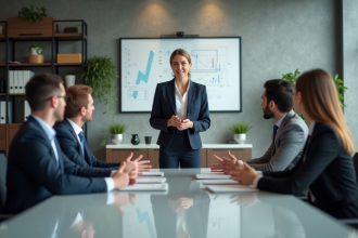 Femme d affaires en réunion dans un bureau moderne