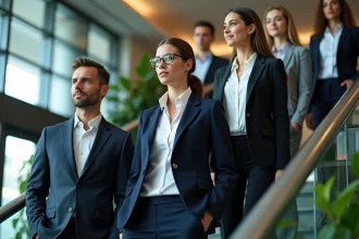 Groupe de professionnels divers dans un bureau moderne
