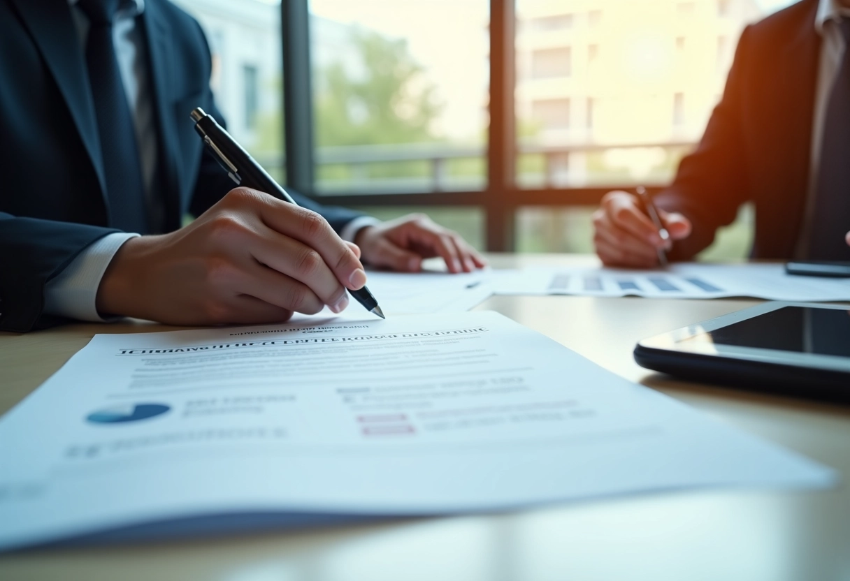 Gros plan sur mains et documents bilingues lors d une réunion